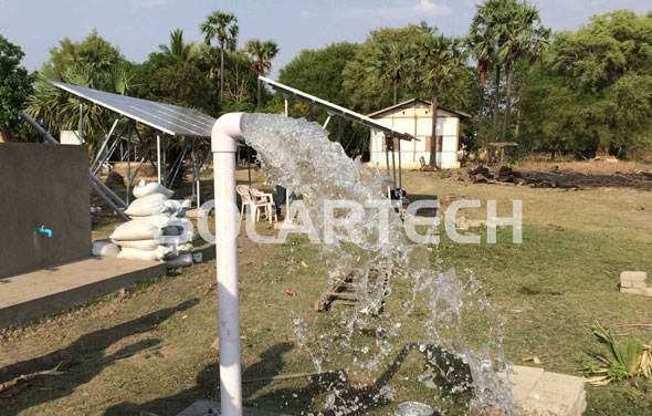 Solartech 2.2KW solar pumping system provides domestic water for villages in Myanmar